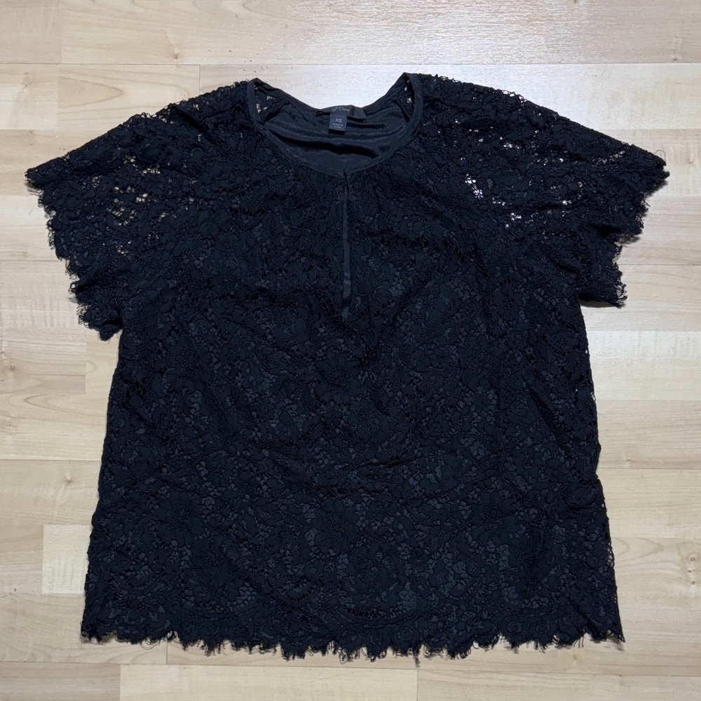 J. Crew Elegant Black Lace Top